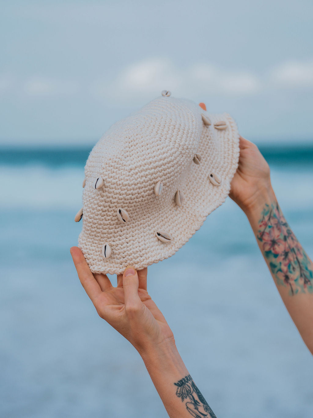 Cowrie Tide Crochet Bucket Hat