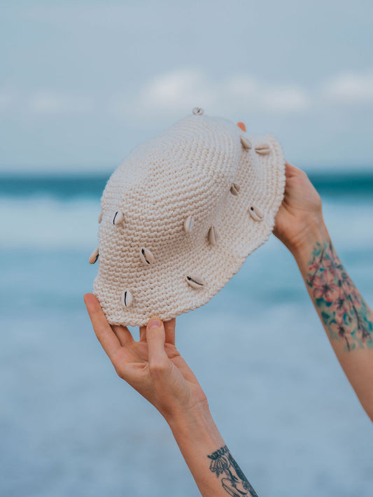 Cowrie Tide Crochet Bucket Hat