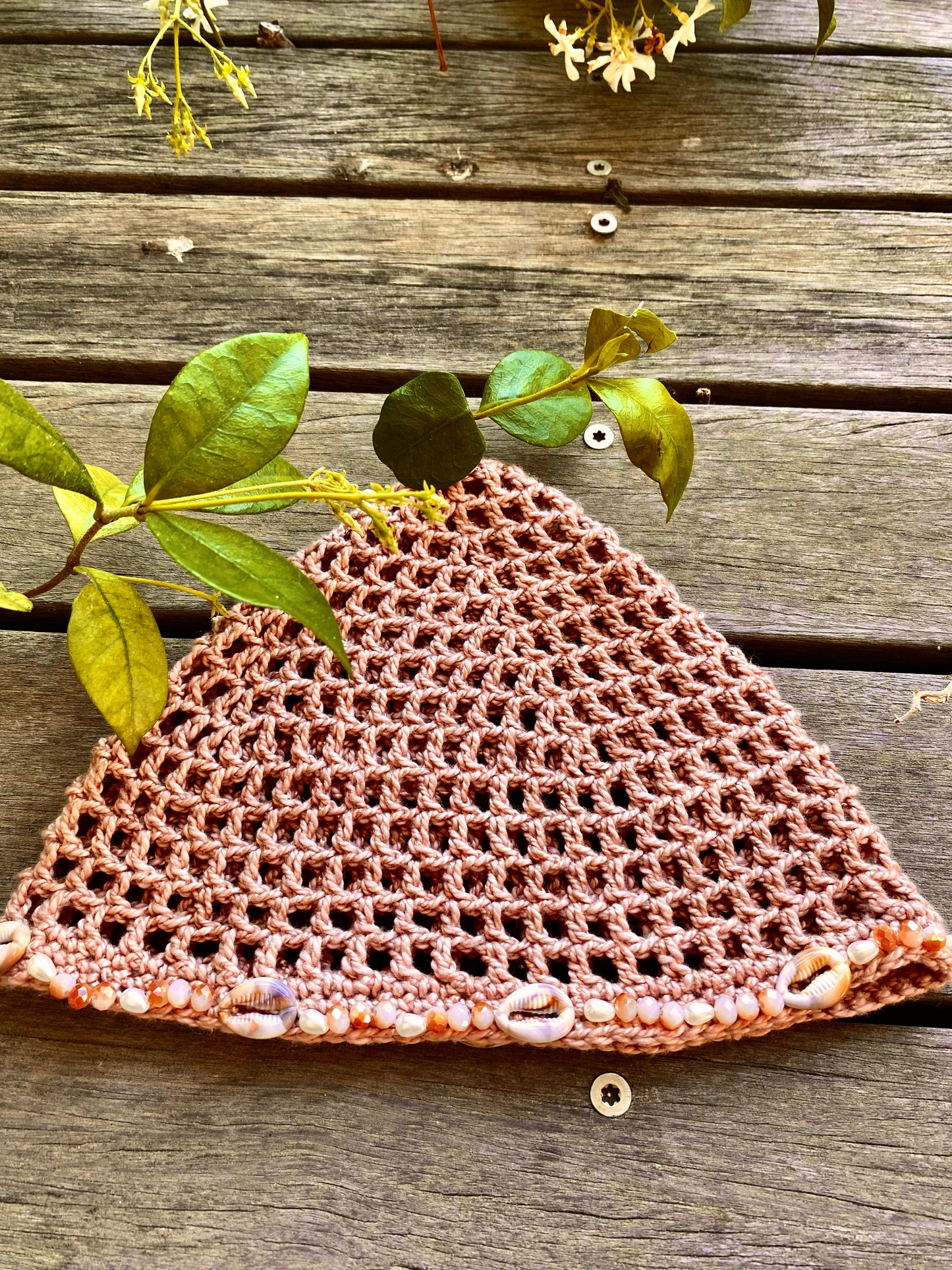 Bare Bloom Crochet Mesh Skull Cap